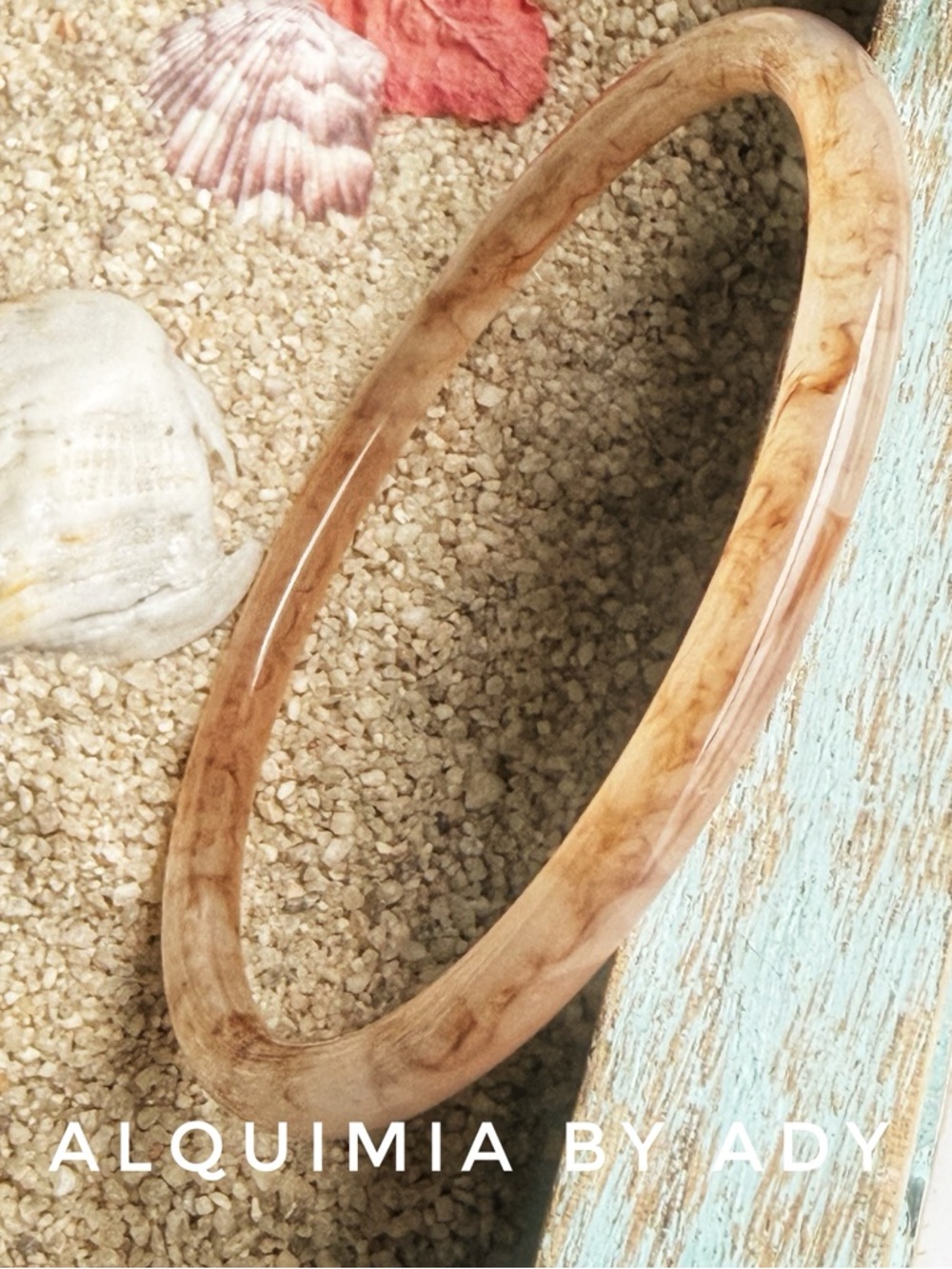 NEUTRAL Marbled Beige Brown Resin Bangle Bracelet - Picture 3 of 3